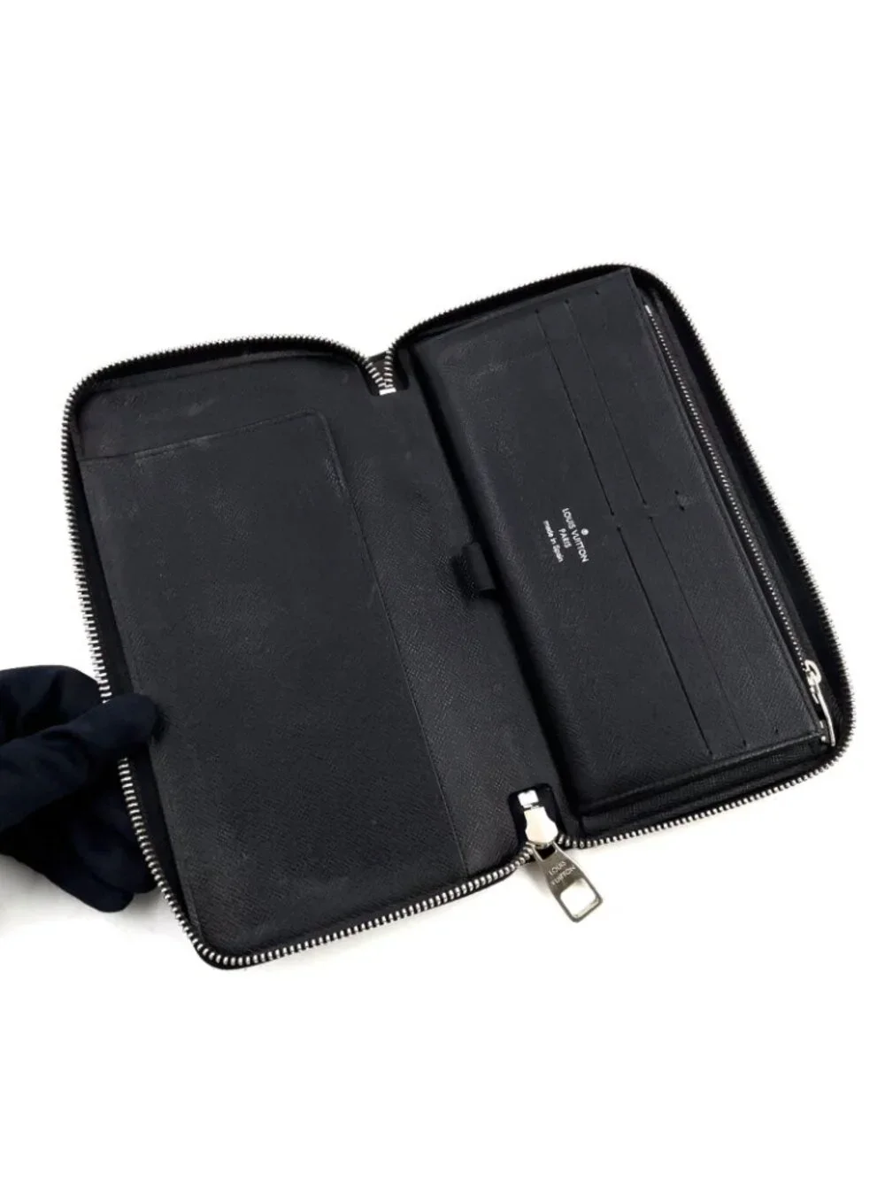 Louis Vuitton Zippy Organizer Damier Graphite Leather Black Zip Around Wallet